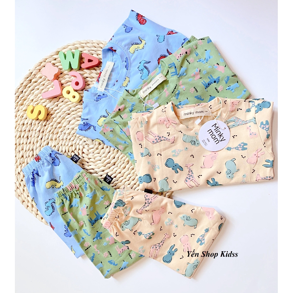 Bộ Dài Cotton Cao Cấp Hàng Minky Mom Họa Tiết Ô TÔ-Khủng Long Cho Bé (6-19kg)(SP001204 )