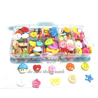 Hộp cúc nhựa 240 cúc 10 ngăn 10 hình khác loại siêu đáng yêu