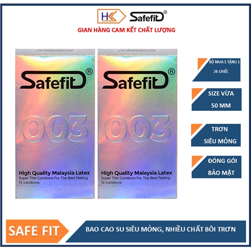 Bao cao su CỰC SIÊU MỎNG Safefit 0.029mm - mua 1 lớn tặng 1 lớn số lượng 24 chiếc