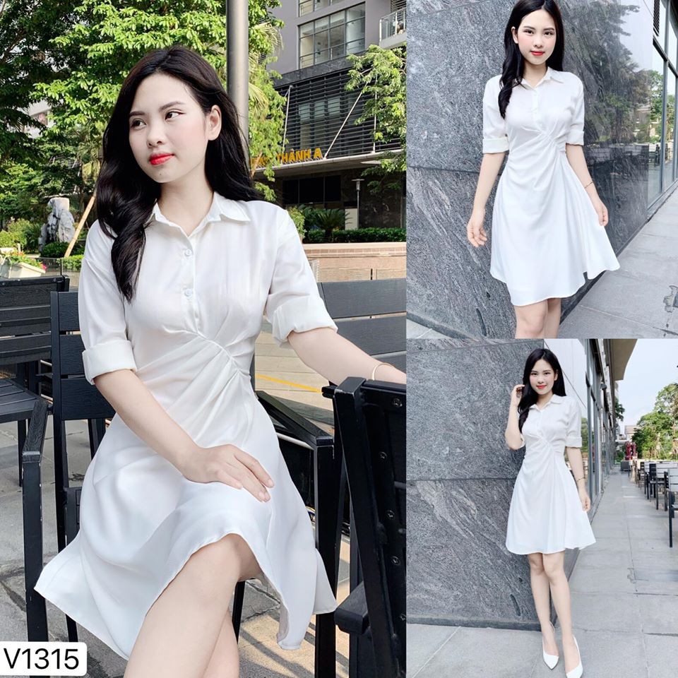 Váy sơ mi trắng nhún eo cao cấp V1315 - Tadi Fashion | BigBuy360 - bigbuy360.vn