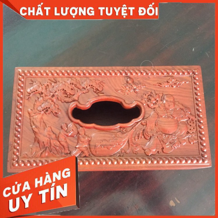 HÀNG CAO CẤP -  Hộp đựng giấy ăn gỗ  cao cấp trạm hình ông Phúc - Lộc - Thọ [RẺ SẬP SÀN]  - Hàng Cao Cấp