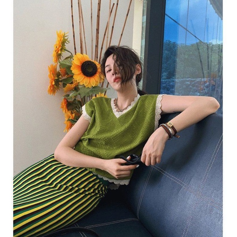 IMAODOU Áo dệt kim sát nách cổ chữ V rộng rãi thời trang mùa hè phong cách Hàn Quốc dành cho nữ | BigBuy360 - bigbuy360.vn