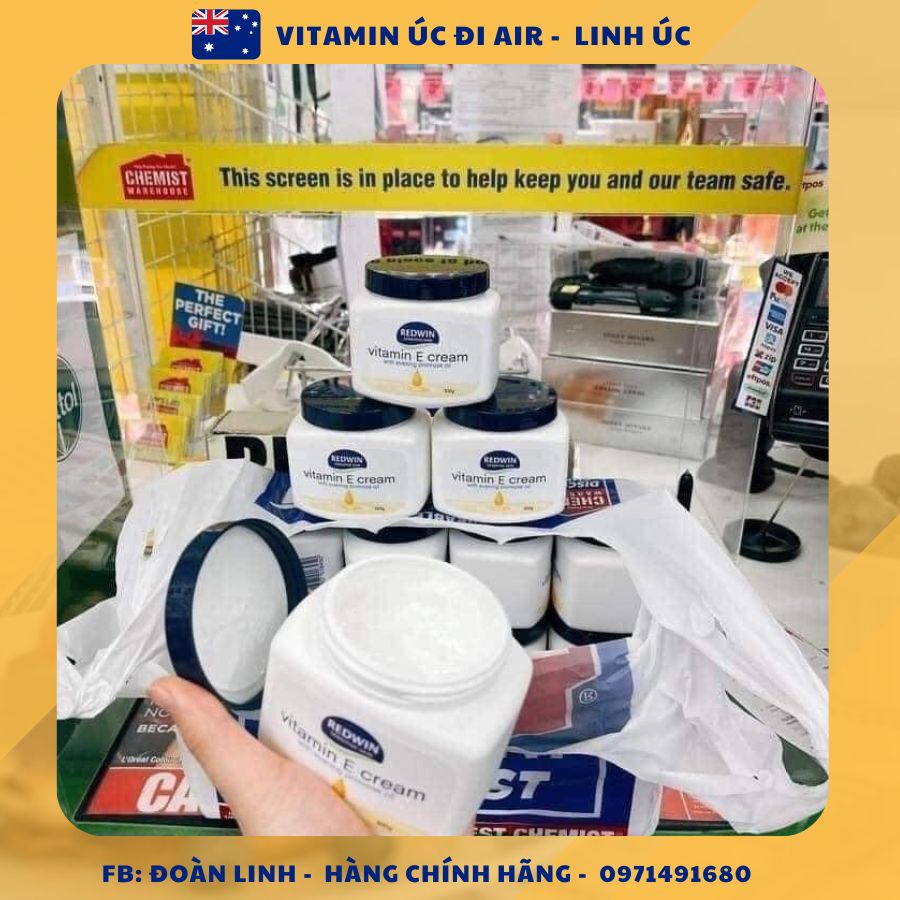 Kem dưỡng Redwin Vitamin E Cream  Úc chính hãng, Hàng chuẩn Úc đi air,Kem dưỡng da Vitamin e redwin úc vitamine Cream