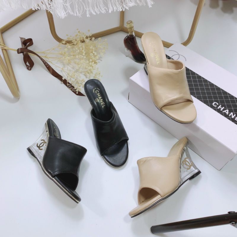 B(ẢNH THẬT) Guốc 8p Đế Xuồng Mica Da Mềm Êm Fullbox Bill Túi Hãng Cao Cấp