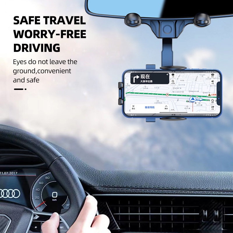 Giá đỡ điện thoại Hdoorlink xoay 360° với GPS có thể điều chỉnh gắn gương chiếu hậu xe hơi thông dụng