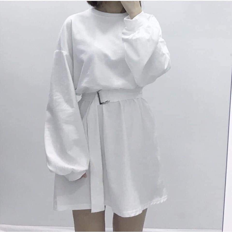 VÁY SWEATER TAY BỒNG TẶNG KÈM BELT HOT - ĐẦM MẶC 2 KIỂU - hàng hot 2019