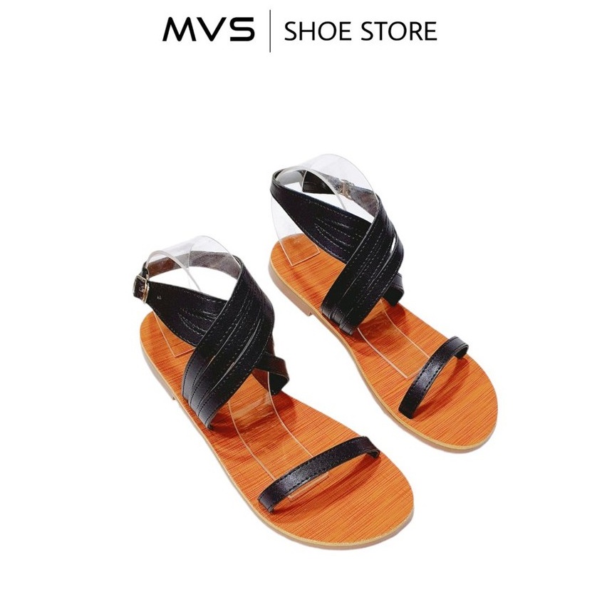 [Giao Nhanh 2H] Giày Xăng Đan (Sandal) Nữ Đế Bệt Chiến Binh Dây Mảnh Quai Chéo Hot Trend (Đen + Trắng) - Giày Dép MVS