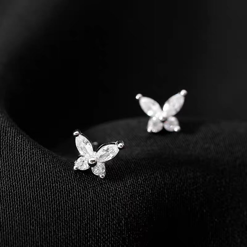 Khuyên tai bạc nữ hình bướm (Giá bán/1 đôi) [KNXK33]