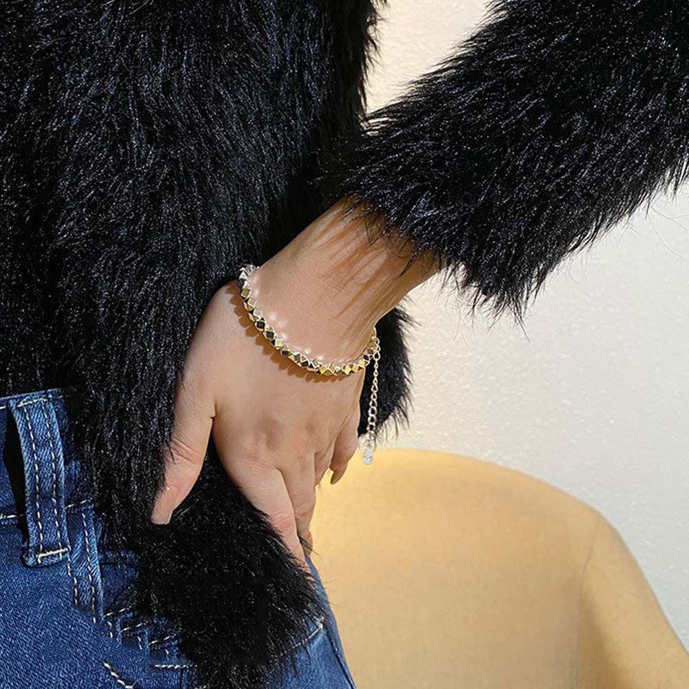 Vòng Đeo Tay Họa Tiết Hình Học Phong Cách Hàn Quốc Thanh Lịch Dành Cho Nam Nữ|Dây Chuyền Kim Loại Nhiều Màu Sắc Thời Trang