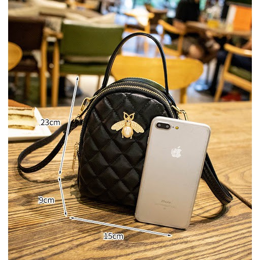 Túi Đeo Chéo Mini Ong Đen 3 Ngăn, Túi Đeo Chéo