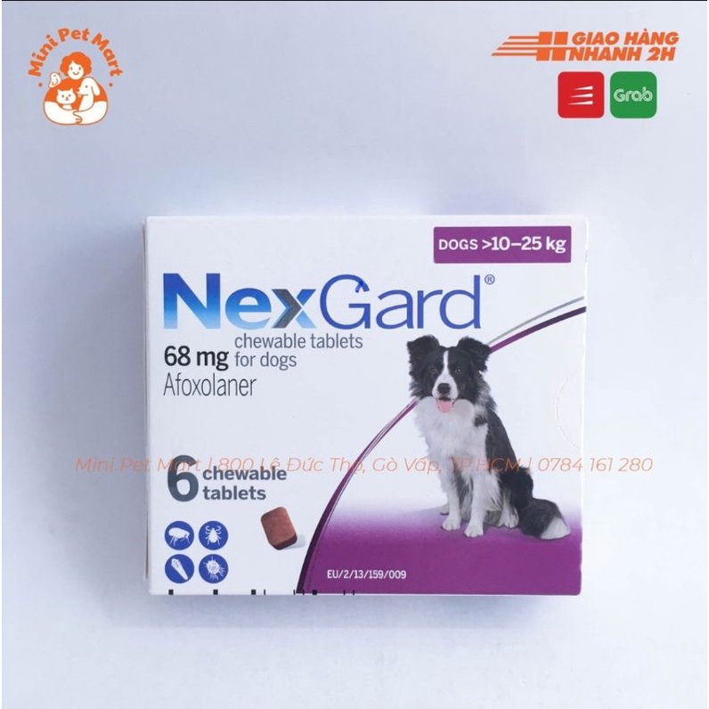 [Mã 155FMCGSALE giảm 7% - tối đa 100K đơn 500K] NexGard - bảo vệ cún khỏi ve rận bọ chét, ghẻ DEMODEX
