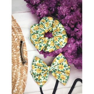 Kẹp nơ đồ buộc tóc Scrunchies hoa nhí
