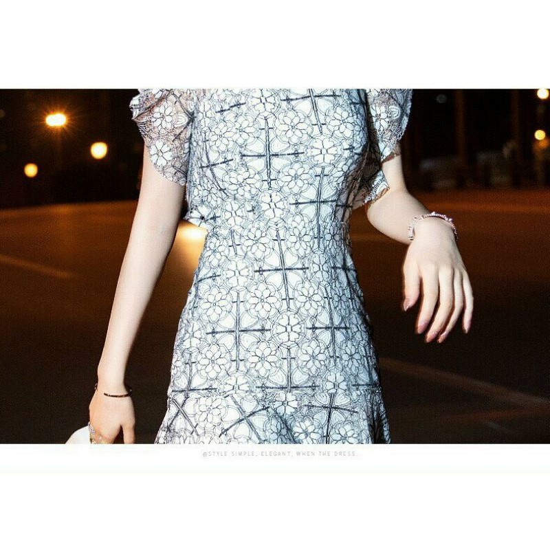 Hàng nhập - Đầm dáng ôm ren hoa cánh tiên, váy body dự tiệc dạo phố