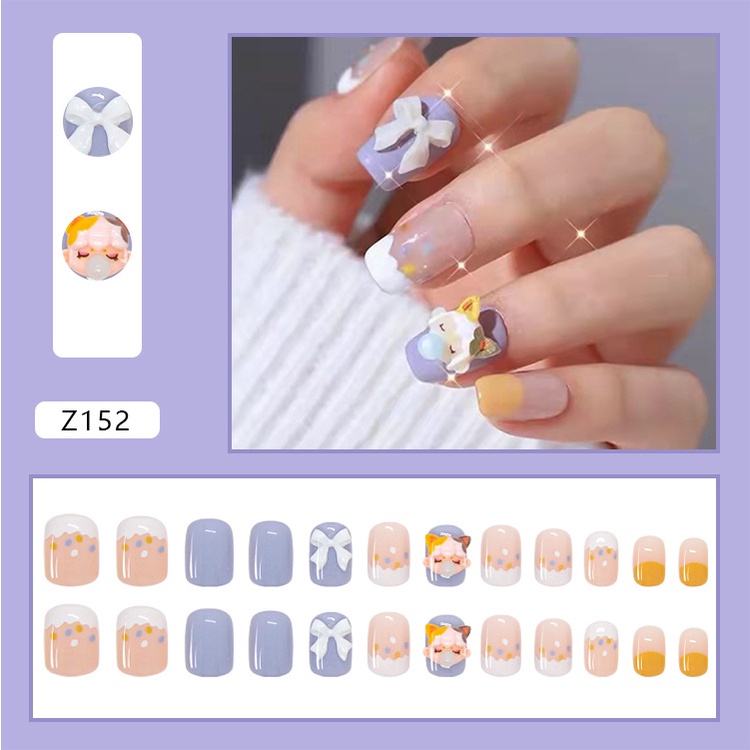 [Z141-180] Bộ 24 móng tay giả đính đá /KÈM KEO/ làm nail