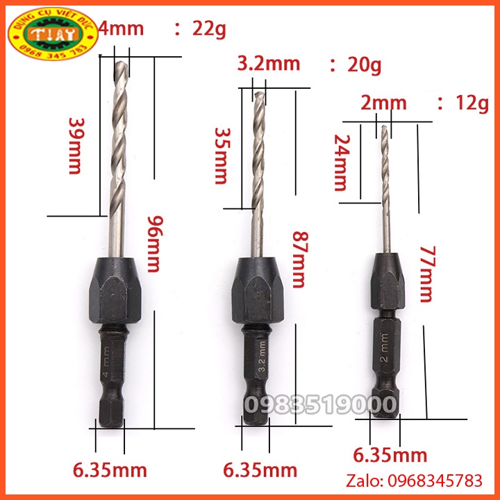 Bộ 5 mũi khoan đa năng đầu kẹp chuôi lục giác
