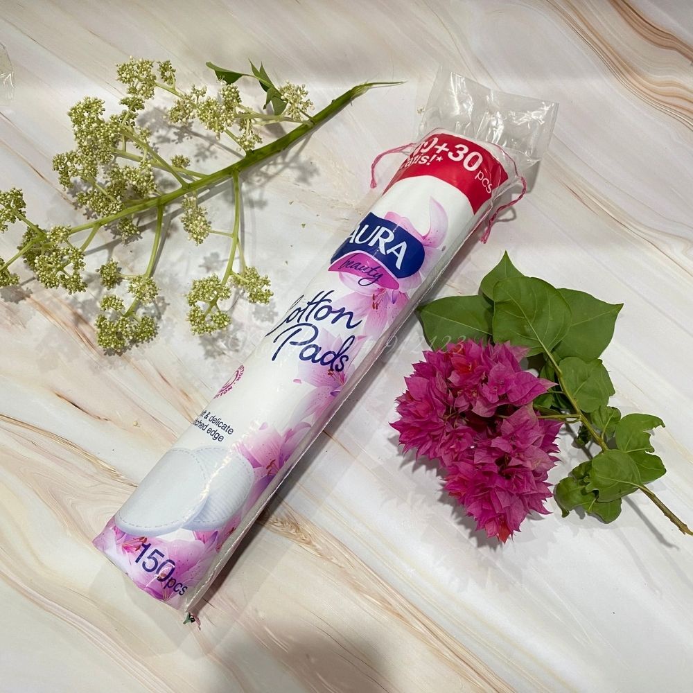 [Chính hãng] Bông Tẩy Trang AURA BEAUTY NGA, Bông Tẩy Trang Châu Âu, Tẩy Trang 100% Cotton Tự Nhiên 150 Miếng