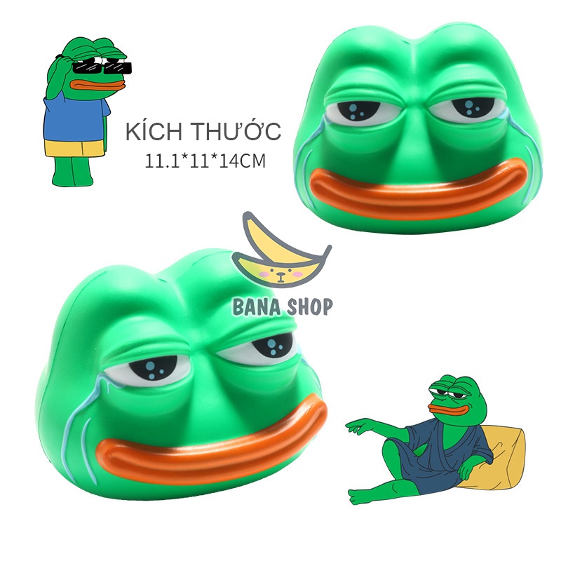 Cục bóp đồ chơi đàn hồi squishy xả stress ếch xanh pepe siêu bựa cho vozer vận động co giãn tay