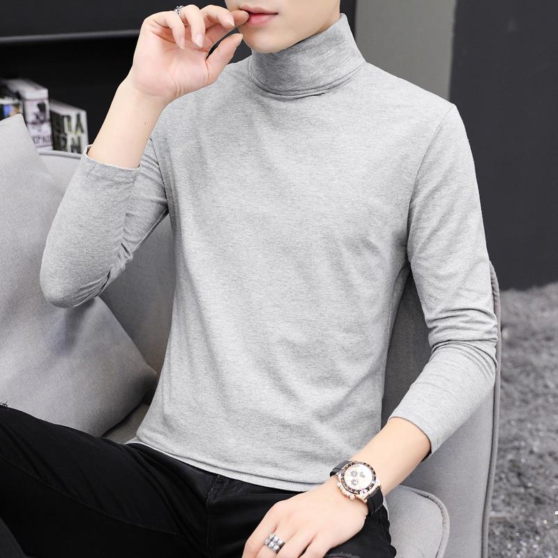 Áo Thun Tay Dài Cổ Lọ Màu Đen Thời Trang Thu Đông Cho Nam