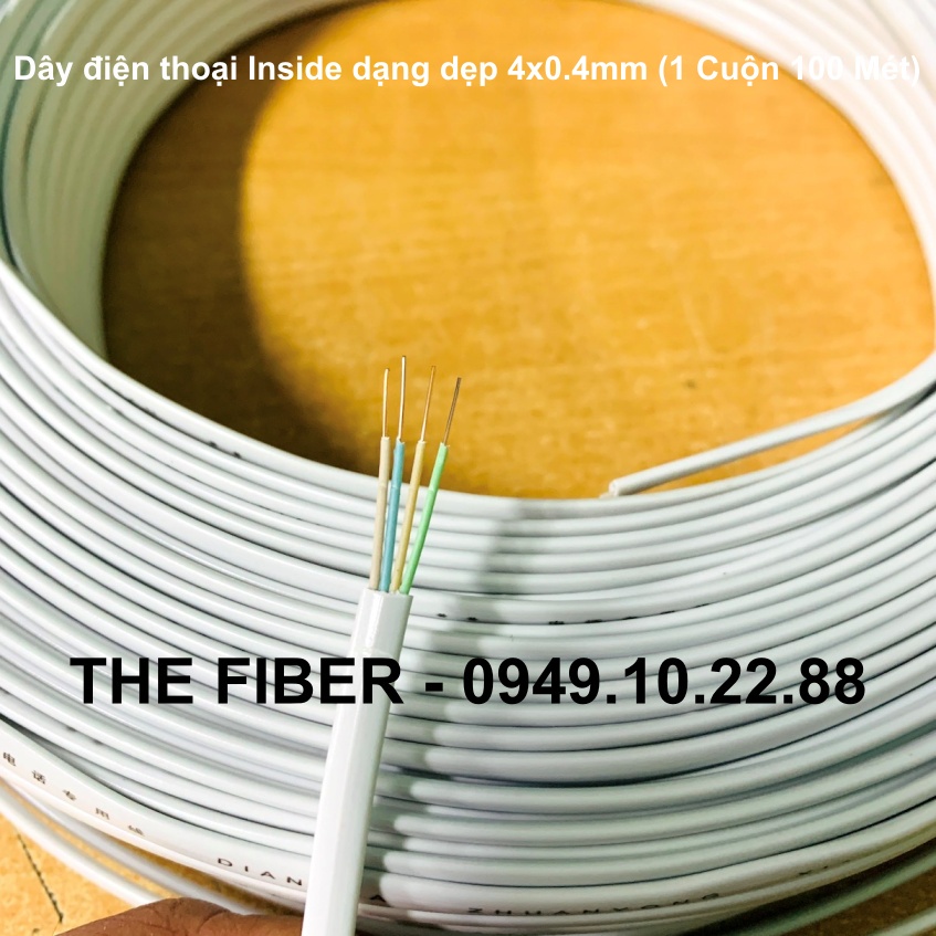 Dây điện thoại 2 đôi trong nhà dạng dẹt lõi đồng 4x0.4mm