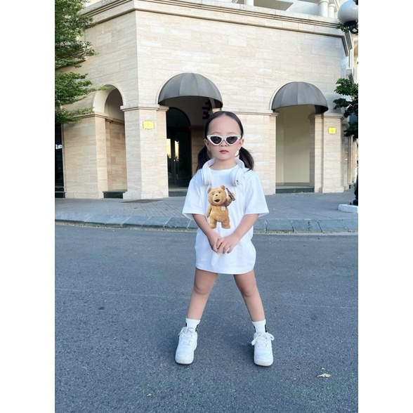 Áo thun tay lỡ Nikolas Gấu ss2022 cho bé và gia đình , áo phông trẻ em  unisex , Kid_genZ