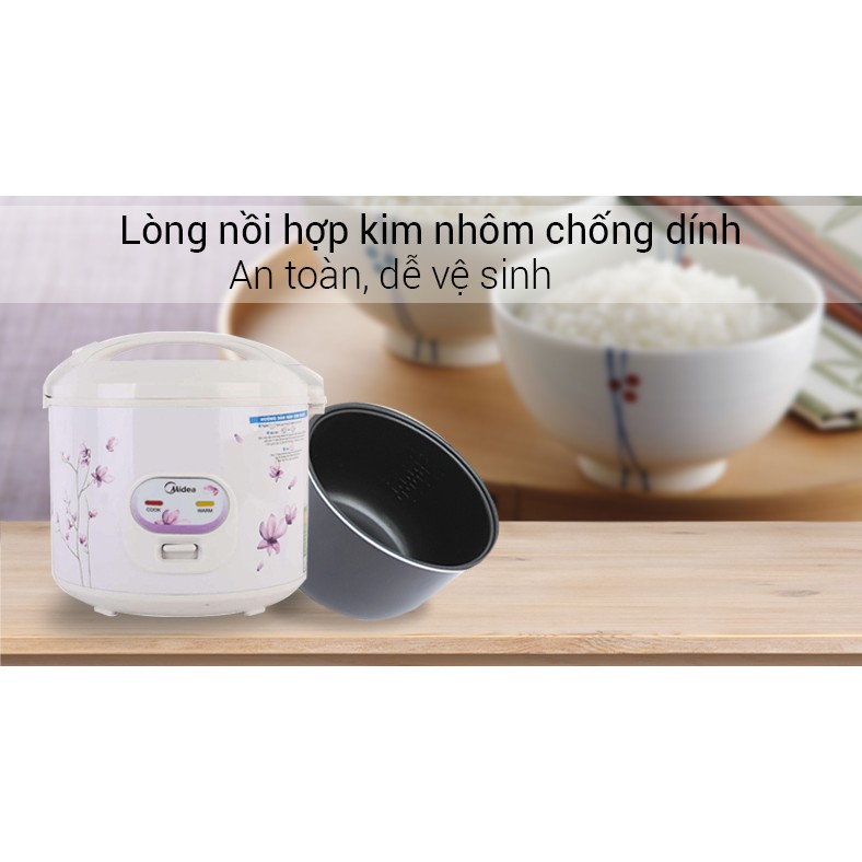 Nồi cơm điện Media CM1811, 1.8 lít, dây điện tháo rời, chống dính tốt