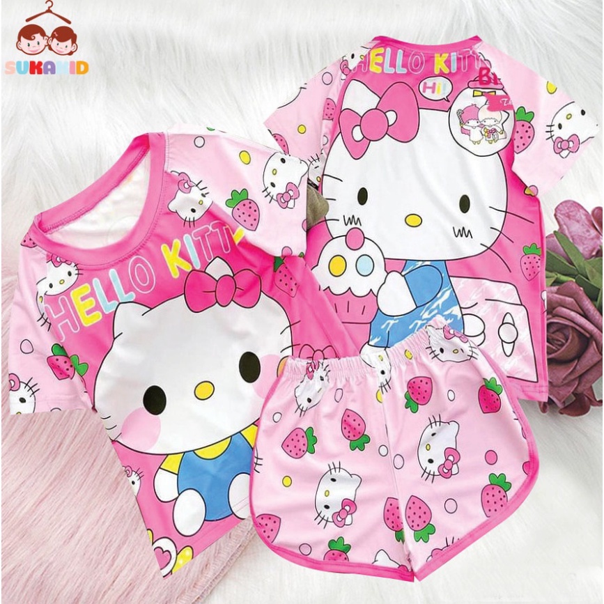 ( Km ) Combo 3 Bộ quần áo bé gái 3d chất liệu thoáng mát mềm mịn hinh gấu sọc,ngựa vằn,mèo dâu 6kg đên 40kg.GN012.