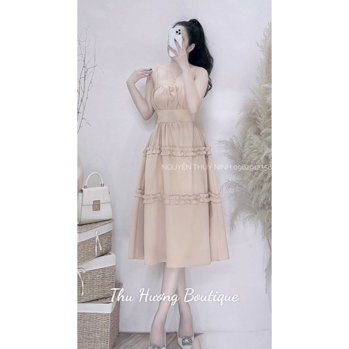 MAXI cúp ngực nhúm bèo 3 tầng, đầm đẹp đi biển .