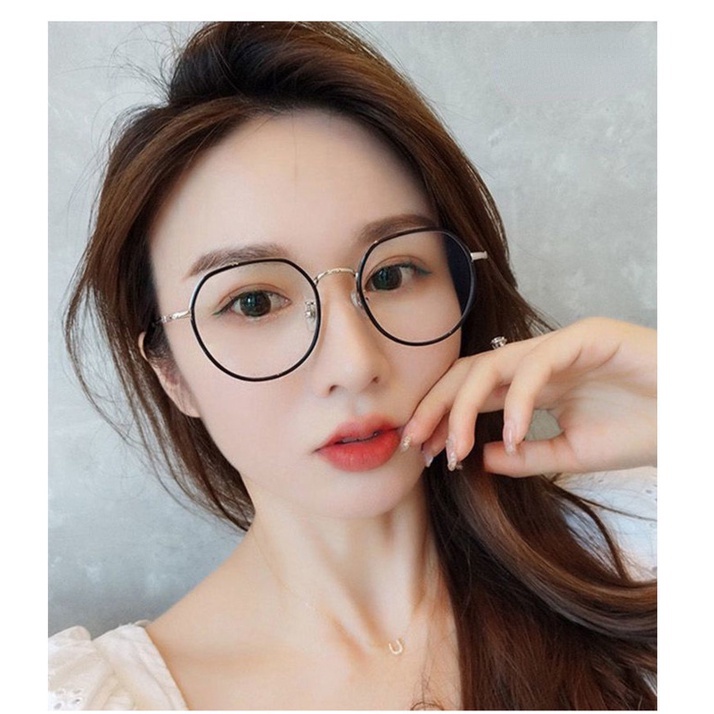 kính cận có độ -0.5~6.0 ，Mắt Kính Gọng Kim Loại Oval Trong Suốt Siêu Nhẹ Thời Trang Cho Nữ ，kính nam ，gọng kính cận tròn