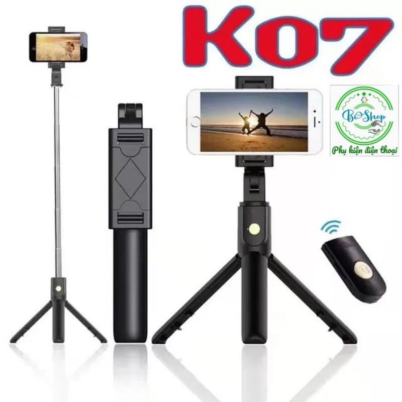 Gậy chụp hình kiêm Tripod 3 chân + Nút bluetooth K07 chính hãng