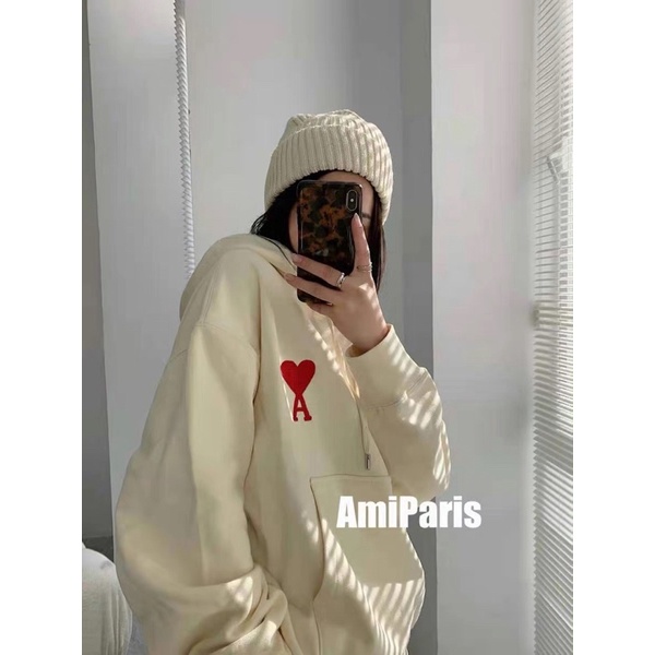 ÁO NỈ HOODIES LOGO PARIS AMI DÀNH CHO NAM VÀ NỮ MÙA THU ĐÔNG