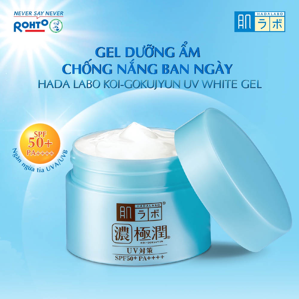 Kem dưỡng ẩm chống nắng ban ngày Hada Labo Koi-Gokujyun UV White Gel SPF50+ PA++++ 90g