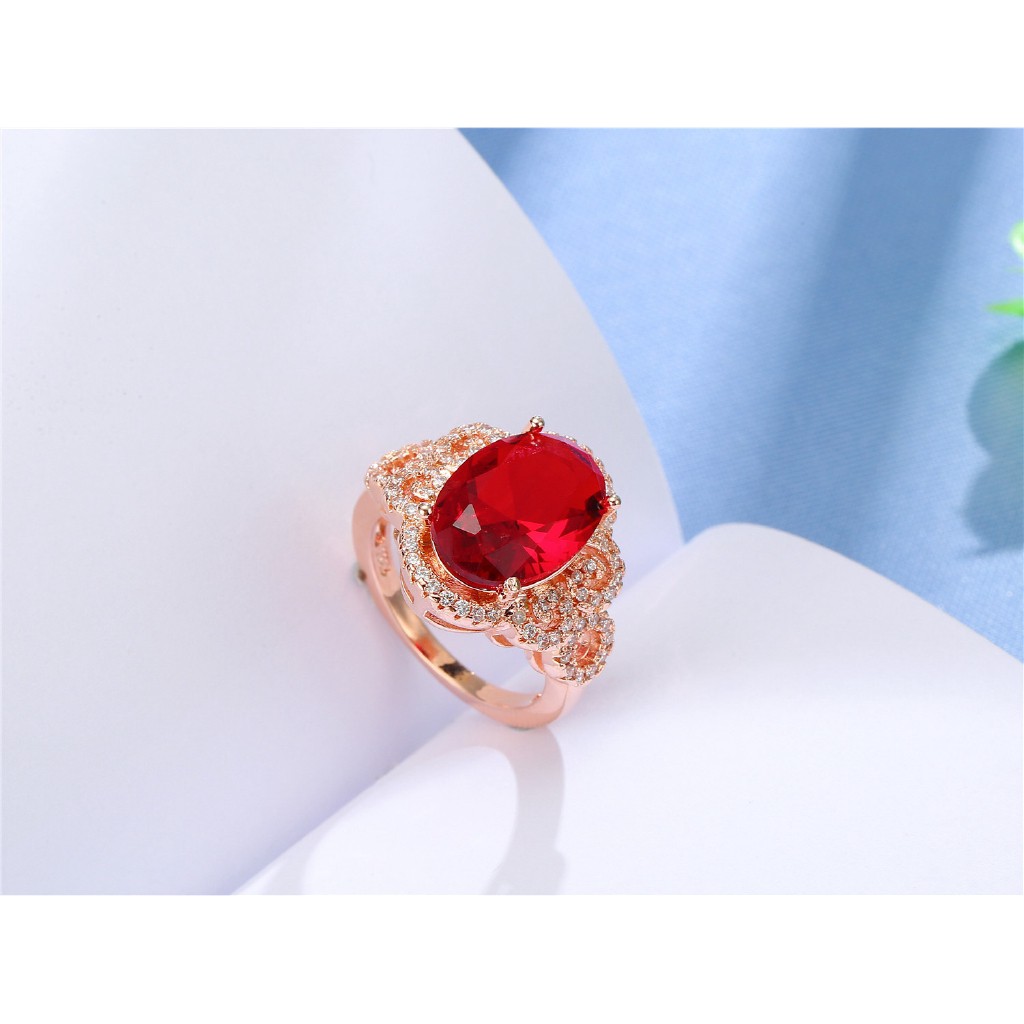 Nhẫn Đeo Tay Kim Loại Đính Đá Hồng Ngọc Sang Trọng Cho Nữ