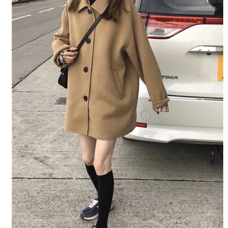 SẴN - Áo khoác dạ oversize form xinh chất cực đẹp
