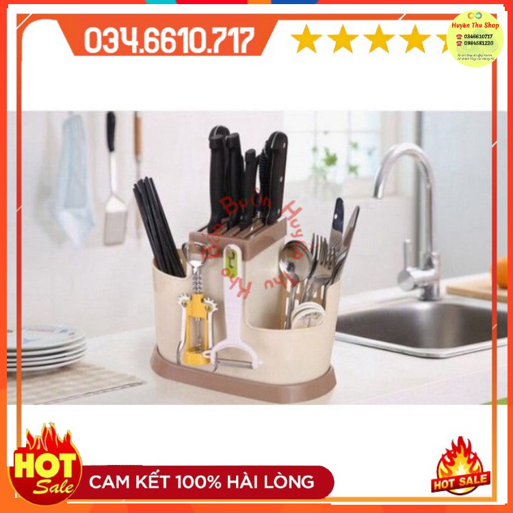 Giá cắm dao, cắm đũa thìa đa năng 4in1 No2565 - Giao màu ngẫu nhiên
