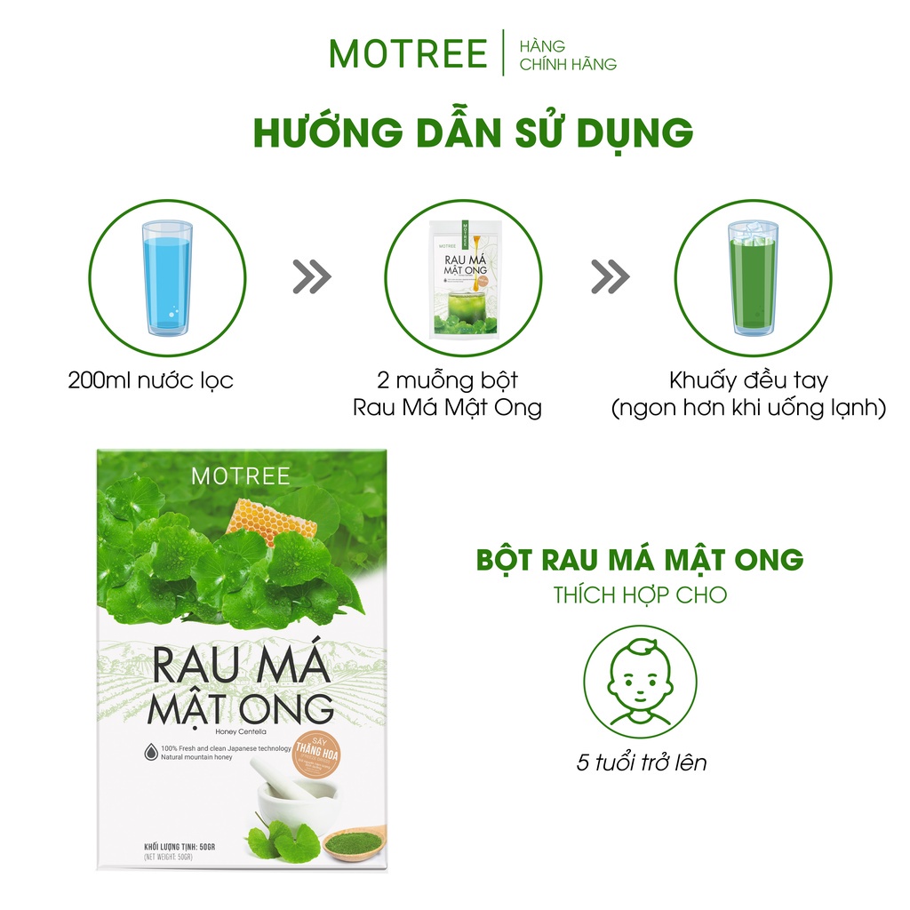 Bột rau má mật ong MOTREE sấy thăng hoa công nghệ Nhật Bản hộp 54gr