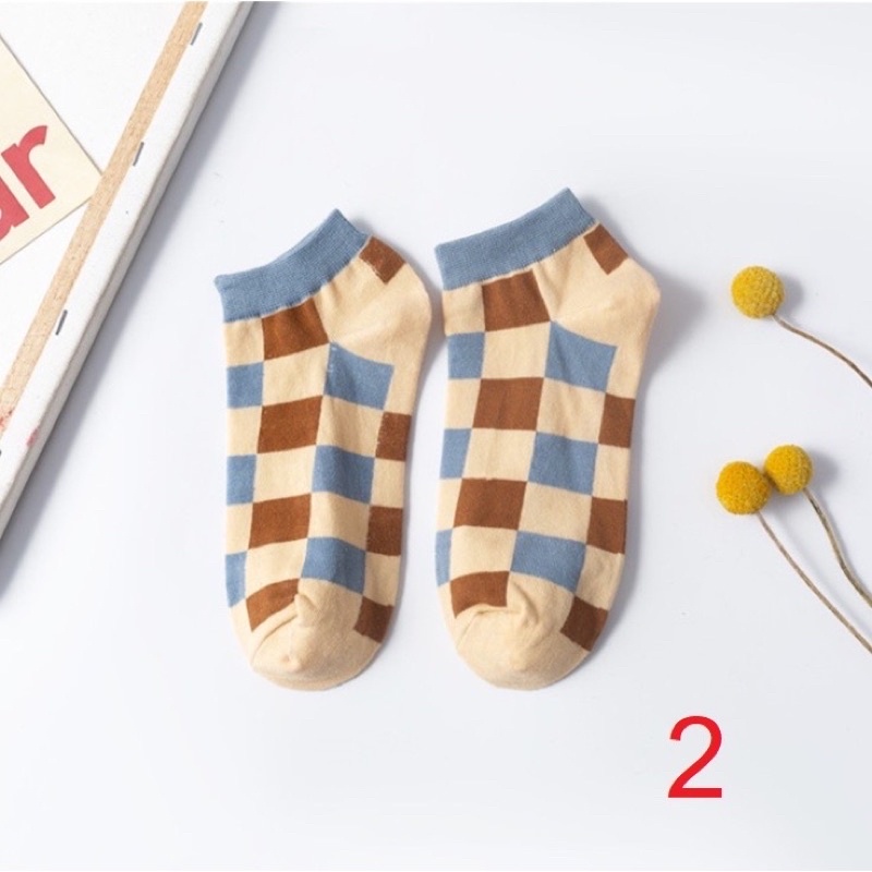 RẺ VÔ ĐỊCH TẤT CHÂN NGẮN CỔ MÀU HOẠ TIẾT VINTAGE CHO NỮ DỄ THƯƠNG