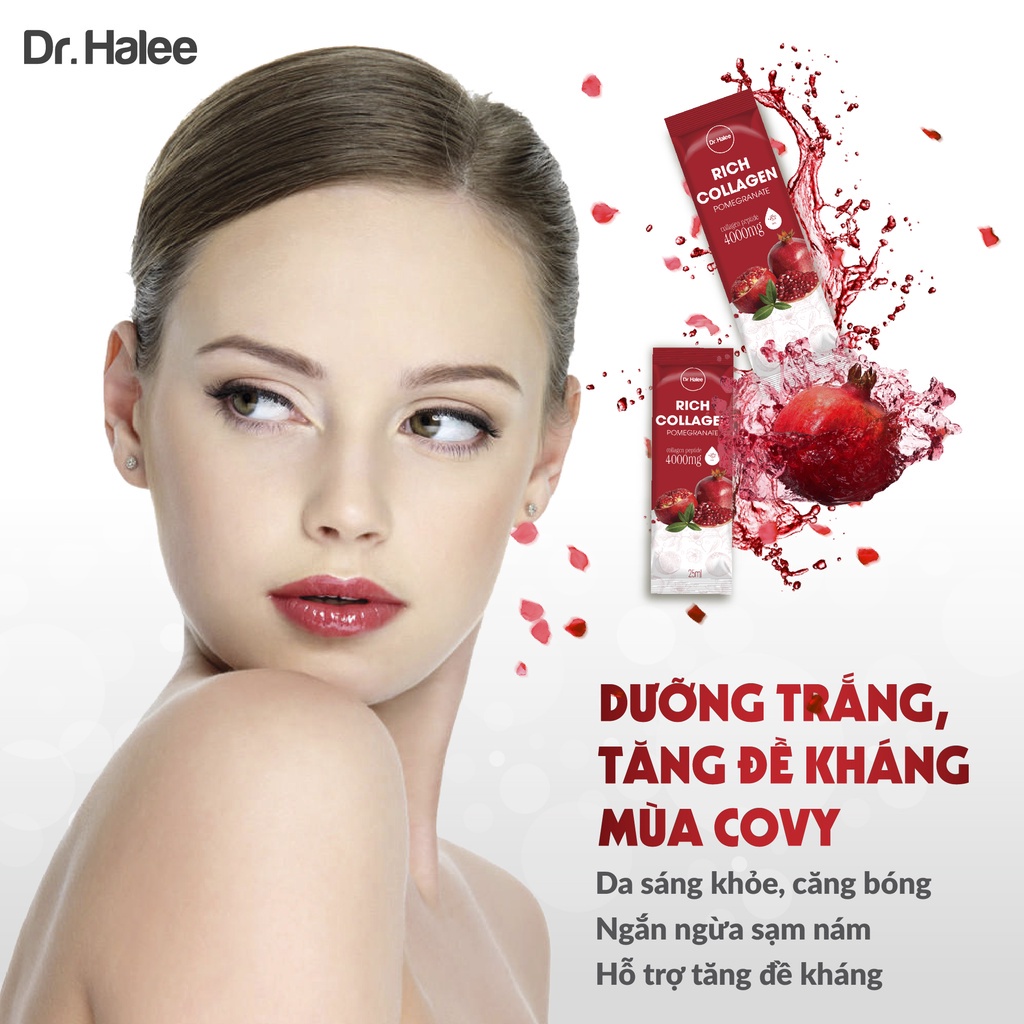 Nước uống collagen lựu đỏ Dr.Halee Pomegranate 4000mg chống lão hóa dạng gói 25ml x 14 gói