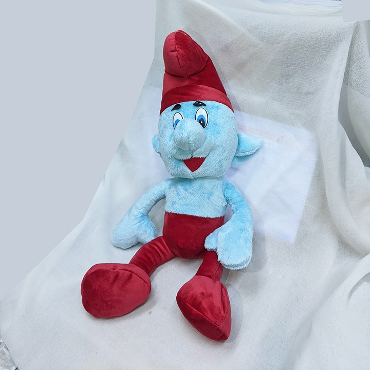 Thú bông xì trum xanh đỏ dài 45cm có dây treo, bông mềm đẹp. VTB03