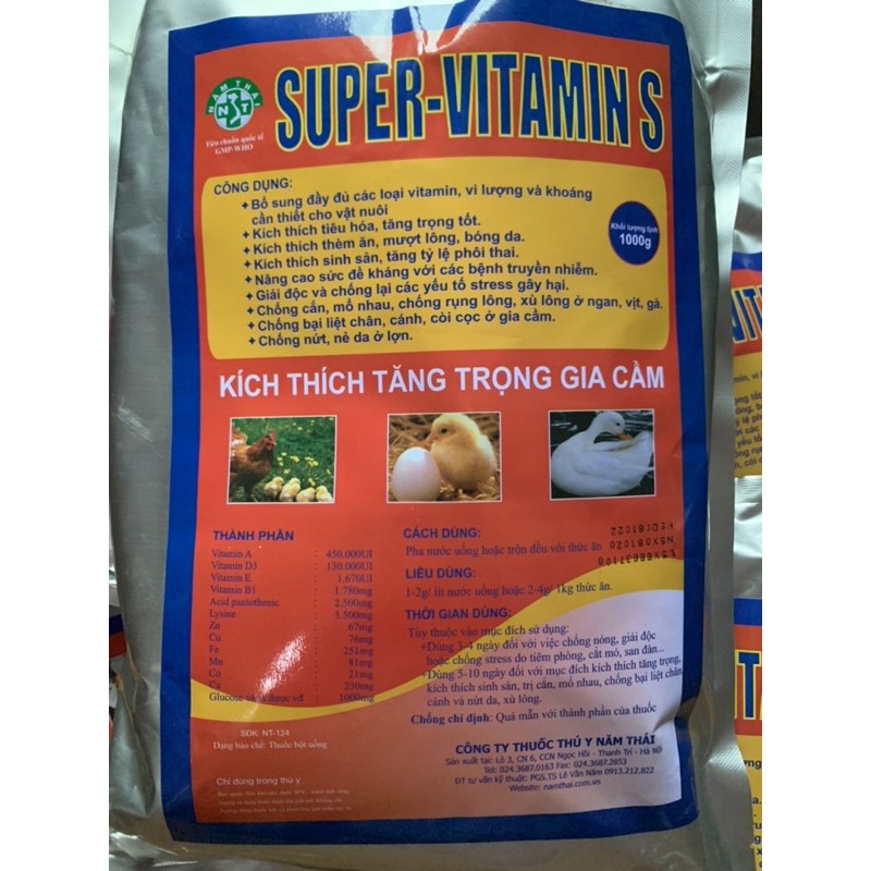 1 kg SUPER VITAMIN S -bổ sung vitamin, khoáng chất cho gà, vịt, ngan, chim cút