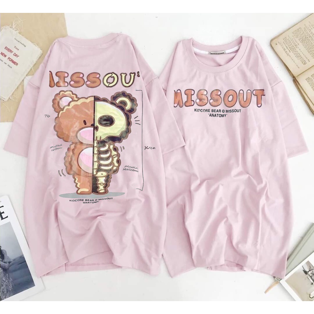 ÁO THUN GẤU MISSOUTGIÁ SỈ 3158 PHÔNG NAM NỮ TAY NGẴN VÀ LỠ GIA ĐÌNH CẶP ĐÔI CÓ SIZE TRẺ EM CHO BÉ TRAI GÁI UNISEX GIÁ RẺ