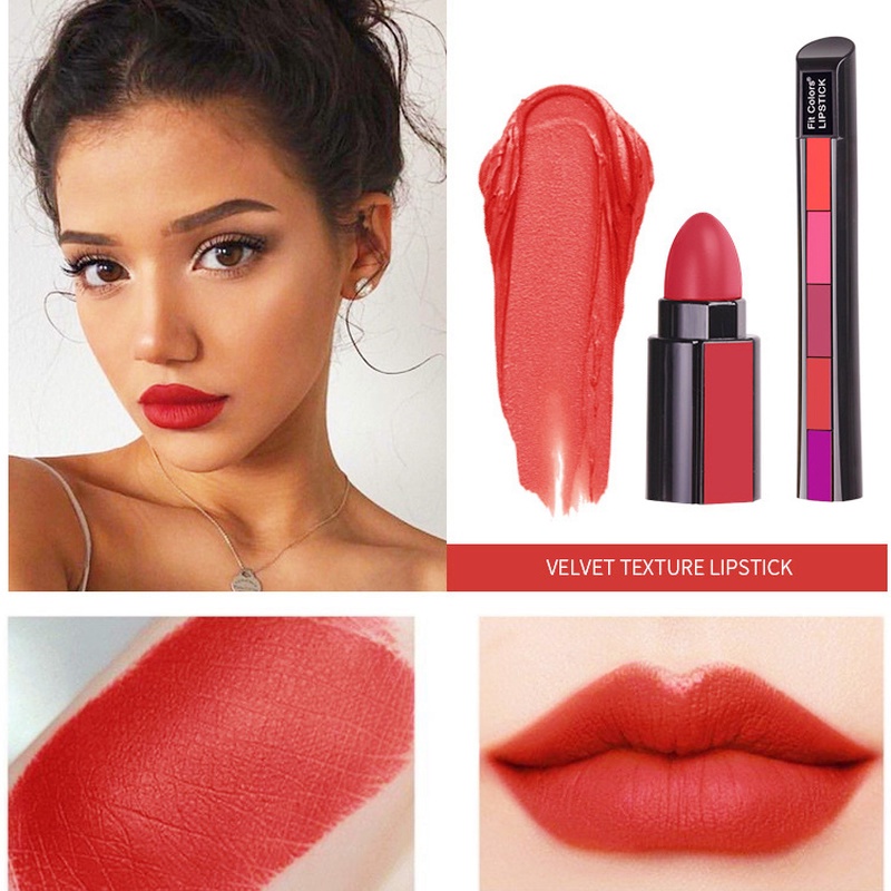 Son Môi 5 Trong 1 Lâu Trôi Không Thấm Nước Mềm Mượt Chống Dính Ly