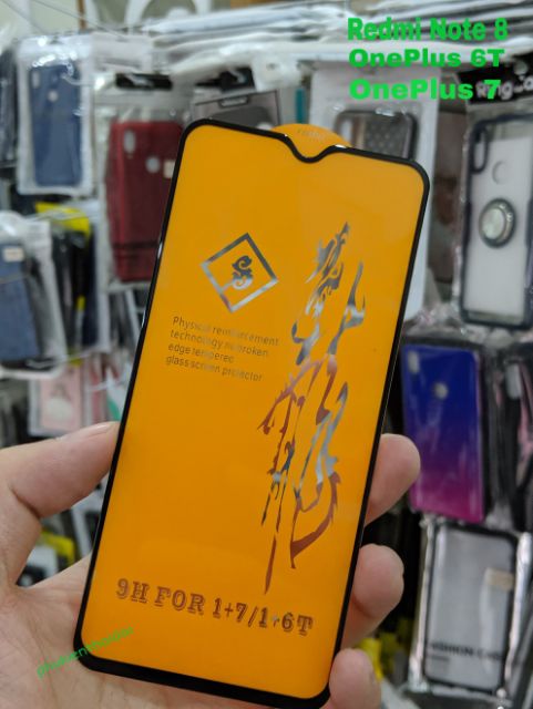 Kính cường lực 6D cho Redmi Note 8 / OnePlus 6T / OnePlus 7 dùng chung Full màn chất đẹp bóng mượt ôm màn 2.5D cao cấp