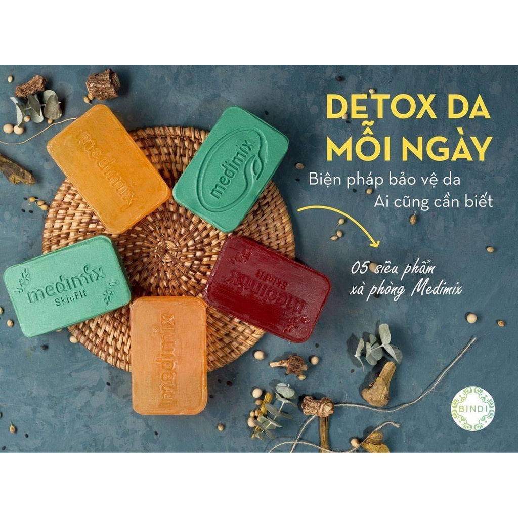 Combo bánh xà phòng Medimix Ayurveda cho da mụn lưng chiết xuất thảo dược đàn hương - cỏ hương bài - nghệ - kumkumadi