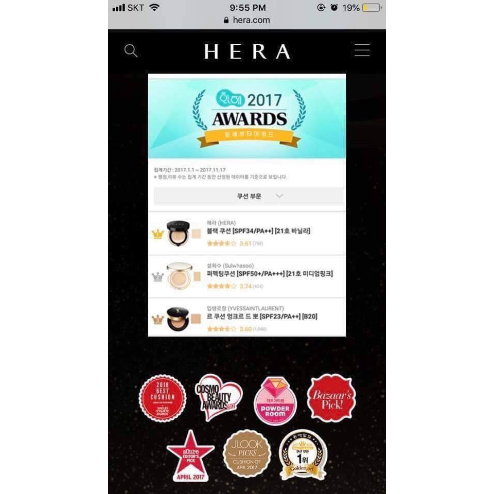 Phấn nước cao cấp Hera_Black_Cushion_Spf34/Pa++ | BigBuy360 - bigbuy360.vn