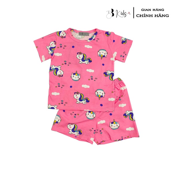 Bộ Cotton Ngắn Tay BB Kids Họa Tiết Ngựa Poly Màu Hồng Cho Bé Gái