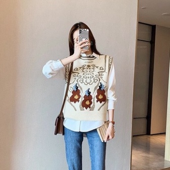 Gile Len Nữ Hàn GUMAX, Áo Len Gile Nữ Màu Sắc Vintage Form Rộng FreeSize Siêu Xinh | BigBuy360 - bigbuy360.vn