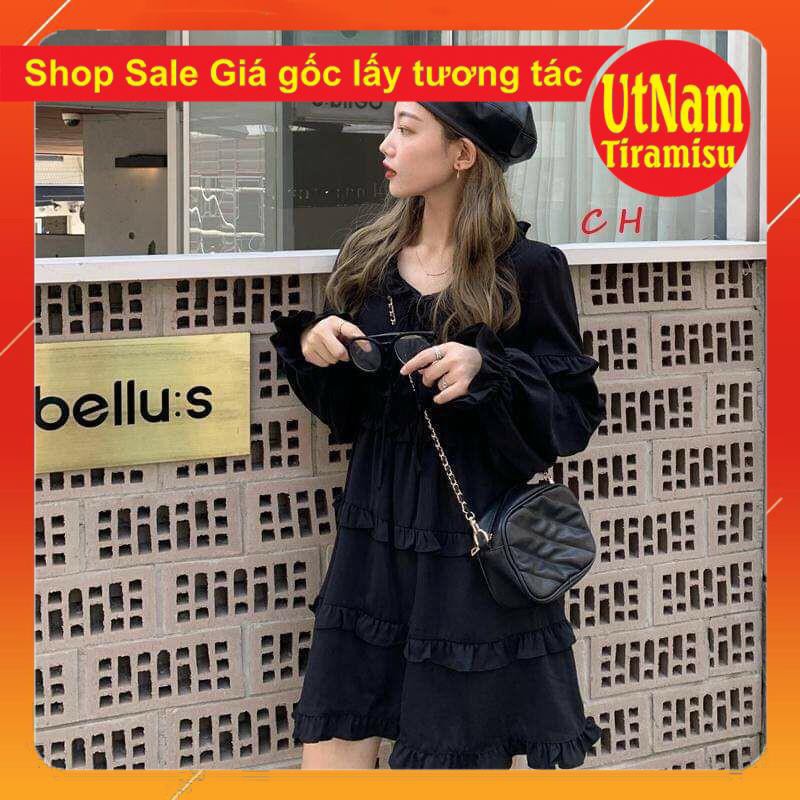 (Ảnh thật + video shop tự quay) Váy Viền Bèo Nữ 🦋 Đầm Nữ Buộc Nơ Viền Tầng hai màu đen, trắng  Vintage giá rẻ | BigBuy360 - bigbuy360.vn