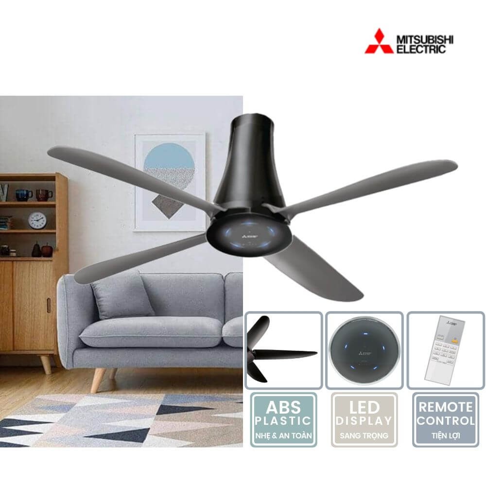 Quạt trần 4 cánh Mitsubishi C56-RA4 CY-GY  C56-RA4 SF-GY  bảo hành tận nhà