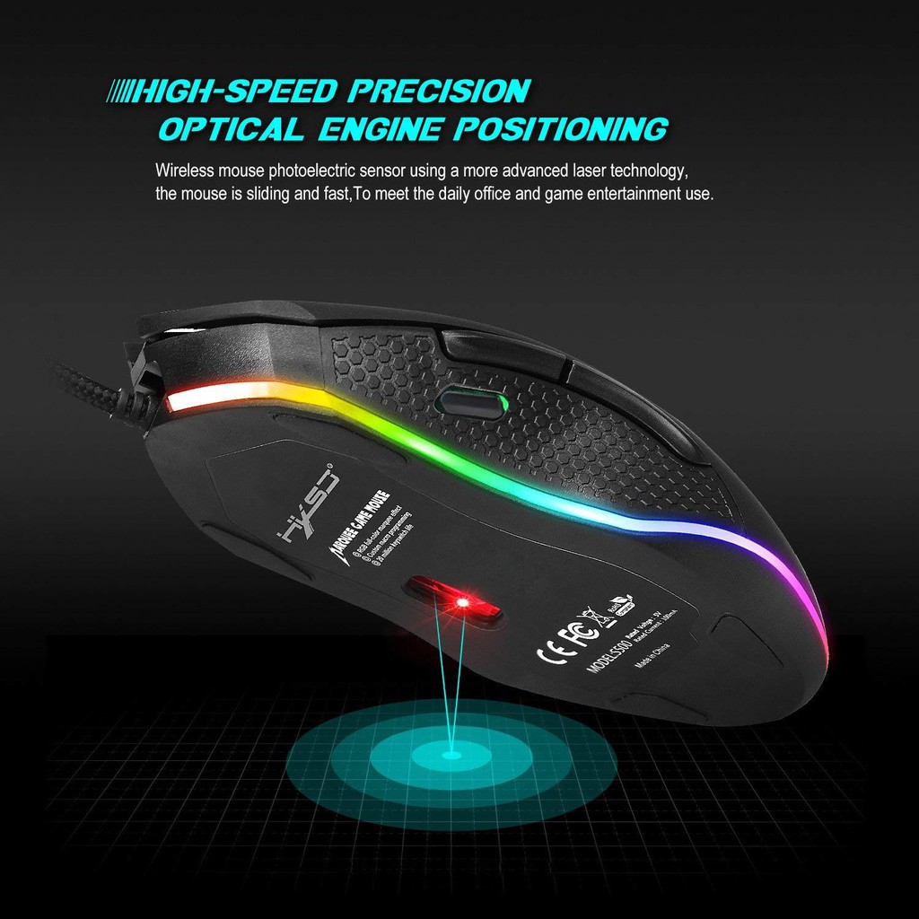 Chuột chơi game chuyên dụng - Gaming Mouse HXSJ S500 - Đèn Led có nút chỉnh DPI