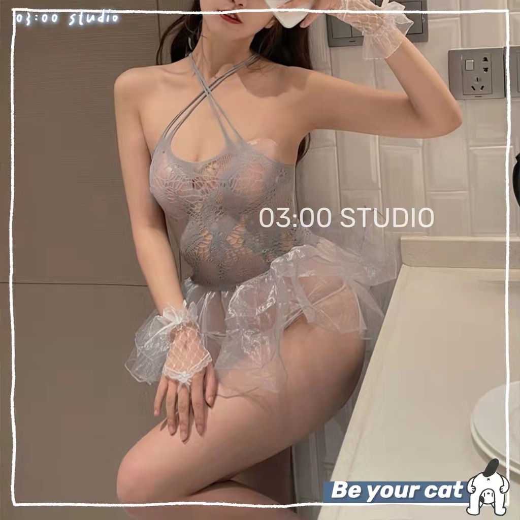 （Giao hàng bảo mật）🙈Đồ ngủ sexy🙈Freeship🙈Cosplay hầu gái anime maid cute - Váy đầm ngủ cosplay Freesize 40-65kg---009